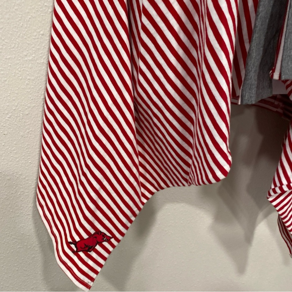 Arkansas Razorbacks women’s Open Front Vest Hog Logo red white stripes Small Med - Picture 4 of 13